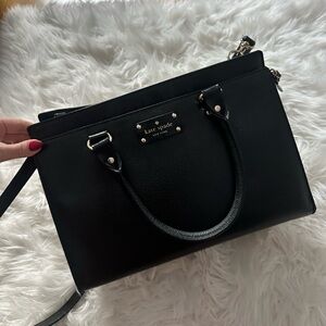 Kate Spade Black Leather Crossbody Carryall Bag